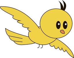 oiseau jaune volant, illustration, vecteur sur fond blanc.