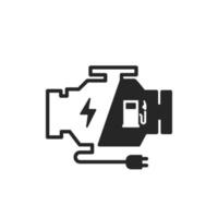 icône de moteur phev de véhicule électrique hybride rechargeable. isolé sur fond blanc. vecteur