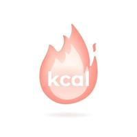 icône kcal, kilocalorie, vecteur de symbole 3d brûlant les graisses.