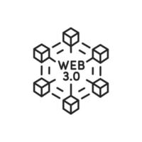 icône de ligne web 3.0, symbole web décentralisé isolé sur fond blanc. vecteur