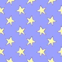 étoiles jaunes, motif sans couture sur fond violet. vecteur