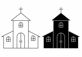 jeu d'icônes d'église isolé sur fond blanc vecteur