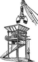machine de pesage automatique du charbon, illustration vintage. vecteur