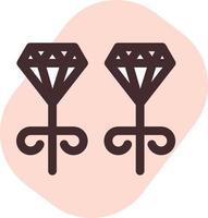 Boucles d'oreilles en diamant, illustration, vecteur sur fond blanc.