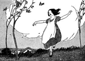 fille qui danse, illustration vintage. vecteur