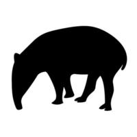 silhouette de tapir sur fond blanc. animal indigène asiatique avec un design noir. idéal pour les logos et les affiches sur les animaux vecteur