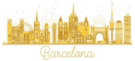 barcelone espagne silhouette dorée sur les toits de la ville. vecteur
