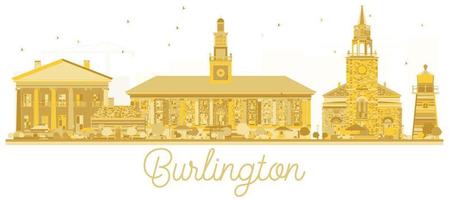 silhouette dorée sur les toits de la ville de burlington. vecteur
