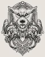 illustration chien vintage avec style de gravure vecteur