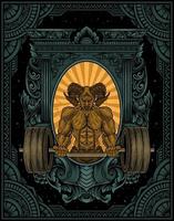 illustration démon bodybuilder gym fitness vecteur