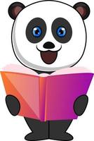 livre de lecture panda, illustration, vecteur sur fond blanc.