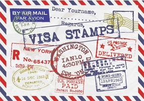 Visa stamps vintage carte postale vecteur