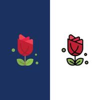 fleur américain usa plante icônes plat et ligne remplie icône ensemble vecteur fond bleu