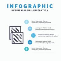 icône de ligne de matériel futur de tissu électronique en tissu avec 5 étapes présentation infographie fond vecteur