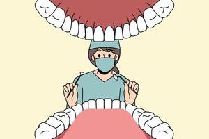 dentiste travaillant dans le concept de stomatologie. illustration vectorielle vecteur