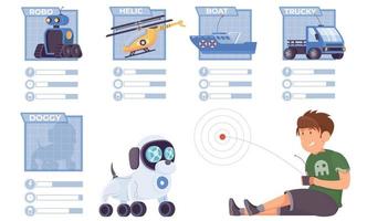 ensemble infographique de jouets contrôlés vecteur