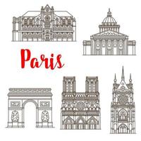 icônes de bâtiments vectoriels de monuments célèbres de paris vecteur