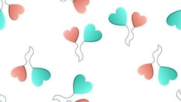 motif harmonieux sans fin de beaux ballons en forme de coeur tendres et joyeux d'amour festif sur fond blanc. illustration vectorielle vecteur