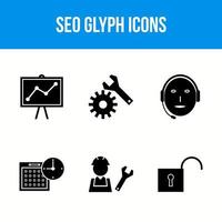6 icônes de glyphe de référencement vecteur