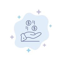 main dollar argent devise charité icône bleue sur fond de nuage abstrait vecteur