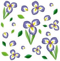 ensemble de jolies fleurs et feuilles violettes vecteur