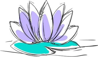 dessin de fleur de lotus, illustration, vecteur sur fond blanc.