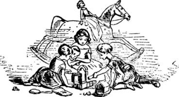 cheval à bascule, illustration vintage vecteur