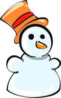 Bonhomme de neige avec un chapeau , illustration, vecteur sur fond blanc