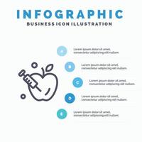 icône de ligne science gravitationnelle pomme avec fond d'infographie de présentation en 5 étapes vecteur