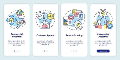 écran d'application mobile d'intégration de l'importance de la première mentalité numérique. pas à pas en 4 étapes pages d'instructions graphiques avec des concepts linéaires. ui, ux, modèle d'interface graphique. vecteur
