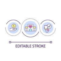icône de concept de boucle de services de soins médicaux en milieu hospitalier. soins de santé. aide financière et soutien idée abstraite illustration fine ligne. dessin de contour isolé. trait modifiable. vecteur
