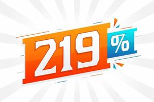 219 promotion de bannières marketing à prix réduits. Conception promotionnelle de 219 % des ventes. vecteur