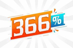 366 promotion de bannière marketing à prix réduit. Conception promotionnelle de 366 % des ventes. vecteur