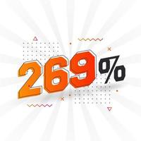 269 promotion de bannières marketing à prix réduits. Conception promotionnelle de 269 % des ventes. vecteur
