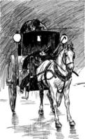 cheval et buggy, illustration vintage. vecteur