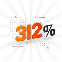 312 promotion de bannières marketing à prix réduits. Conception promotionnelle de 312 % des ventes. vecteur