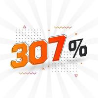 307 promotion de bannières marketing à prix réduits. Conception promotionnelle de 307 % des ventes. vecteur