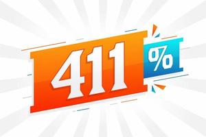 Promotion de la bannière marketing 411 discount. Conception promotionnelle de 411 % des ventes. vecteur