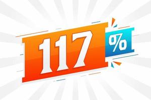 117 promotion de bannière de marketing à prix réduit. Conception promotionnelle de 117 % des ventes. vecteur