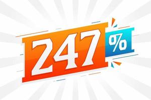 247 promotion de bannière de marketing à prix réduit. Conception promotionnelle de 247 % des ventes. vecteur