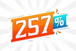 257 promotion de bannières marketing à prix réduits. Conception promotionnelle de 257 % des ventes. vecteur