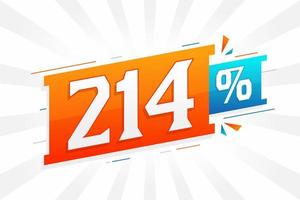 214 promotion de bannières marketing à prix réduits. Conception promotionnelle de 214 % des ventes. vecteur