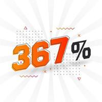 367 promotion de bannière marketing à prix réduit. Conception promotionnelle de 367% des ventes. vecteur