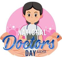 femme médecin le jour du médecin en juillet logo vecteur
