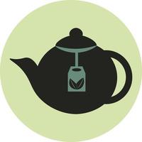 théière avec sachet de thé, illustration, sur fond blanc. vecteur