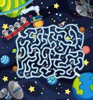 modèle de jeu de labyrinthe dans le thème de l'espace pour les enfants vecteur