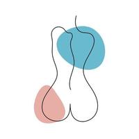 le dos des femmes dans le style des dessins au trait avec des taches colorées. illustration vectorielle vecteur