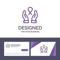 carte de visite créative et modèle de logo soins cancer du sein ruban femme illustration vectorielle vecteur
