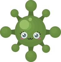 virus mignon vert , illustration, vecteur sur fond blanc