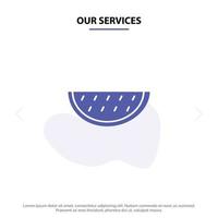 nos services fruits melon été eau solide glyphe icône modèle de carte web vecteur